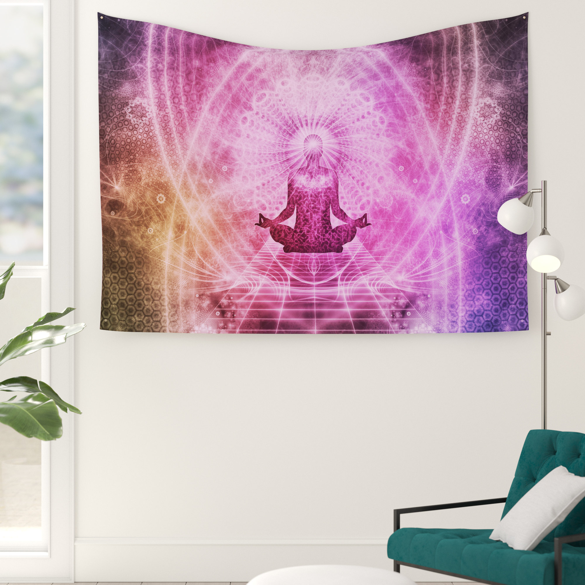 Rebrilliant Polyester Psychedelic Meditation Wall Art Tapestry with