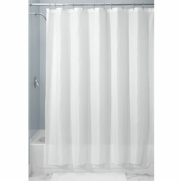 Shower curtain fabric white plain extra large long standard with hooks ring 