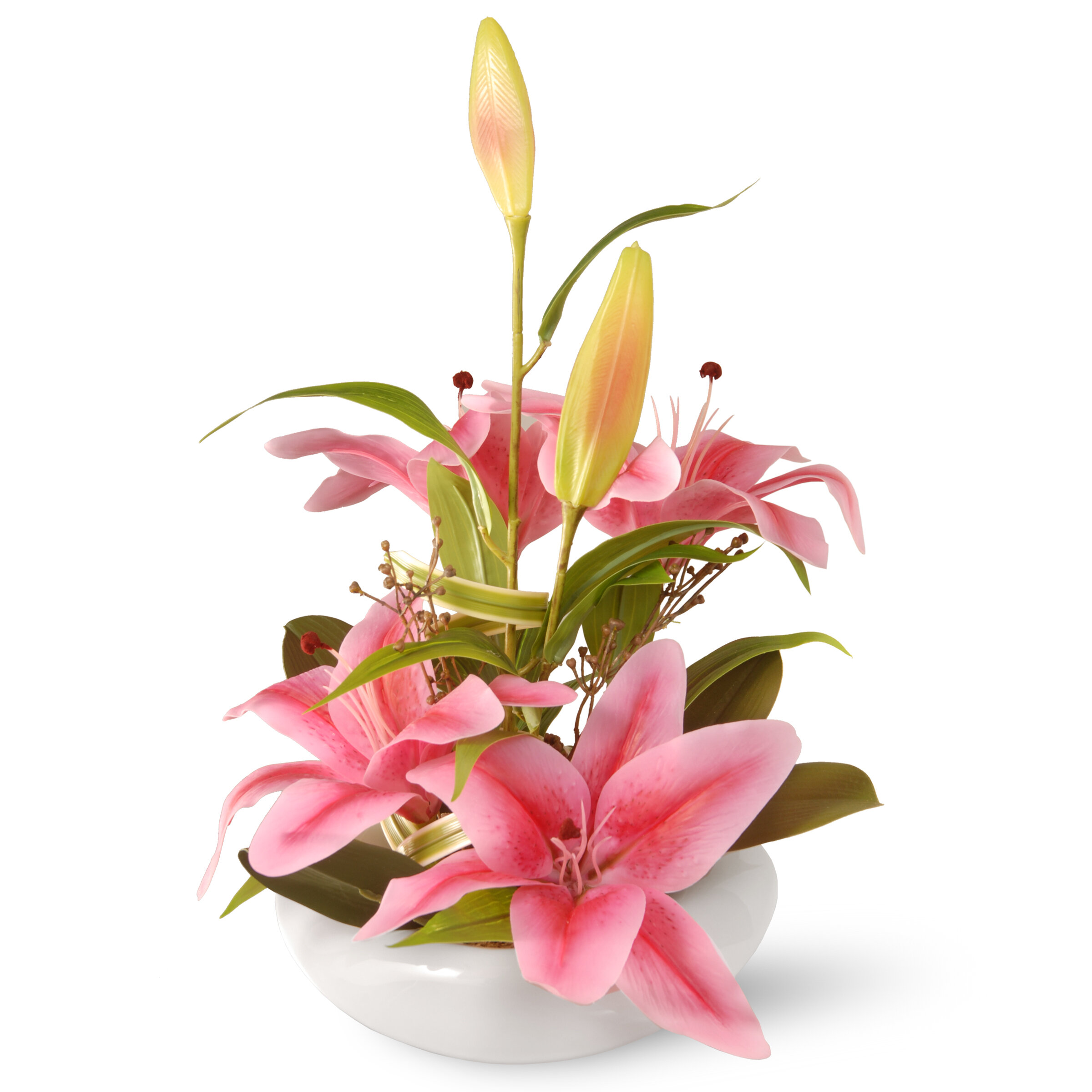 Bay Isle Home Lilies Centerpiece in Planter & Reviews | Wayfair