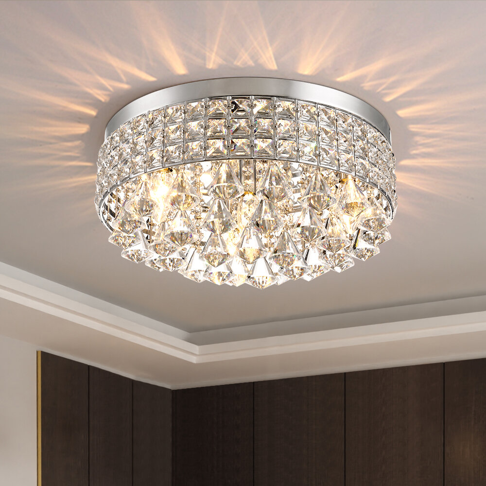 Modern remote dimmable LED crystal chandelier ceiling lamp fixture lighting #906 