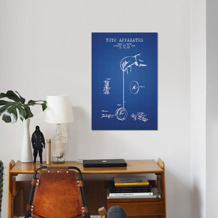 Bless international J.L. Haven Yoyo Apparatus Patent (Blue Grid) by Aged Pixel Gallery-Wrapped Canvas Giclée | Wayfair
