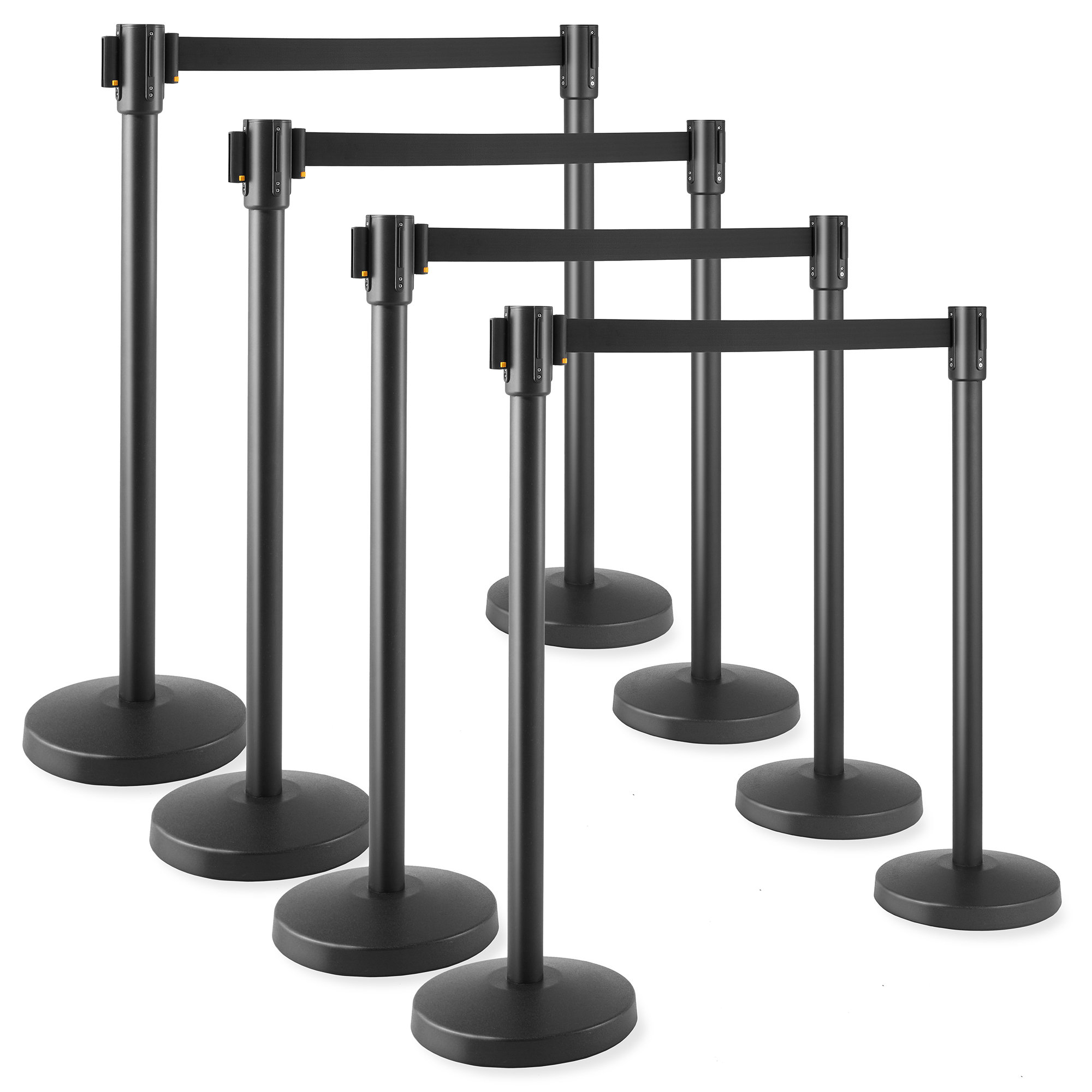 Jubilee 8 Piece Stanchion Queue Posts 6.5' Retractable Belt Crowd