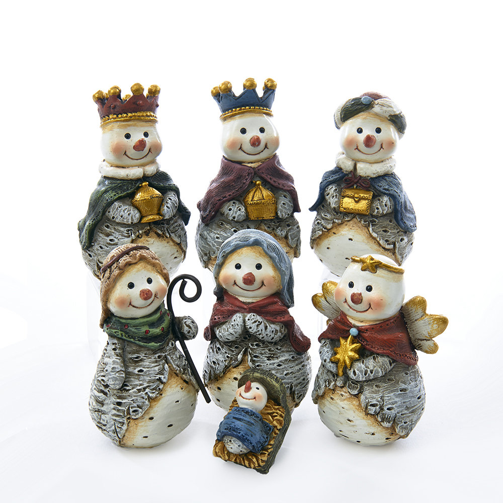 Kurt Adler 7 Piece Resin Snowman Nativity Set | Wayfair