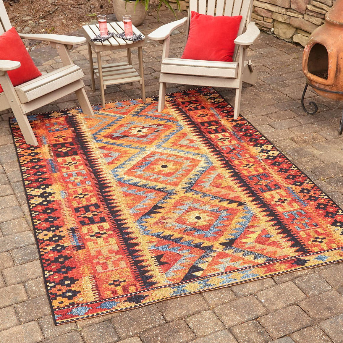 Steelside™ Lorena Southwestern Machine Made Power Loom Polypropylene Indoor / Outdoor Area Rug