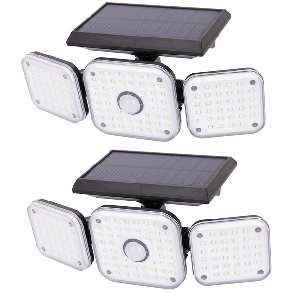 4 PACK 150 SMD LEDs Solar Powered White Motion Sensor Security Light Flood 100 