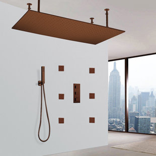 Martinique Solid Brass LED Rain Volume Control Complete Shower System with Rough-in Valve
