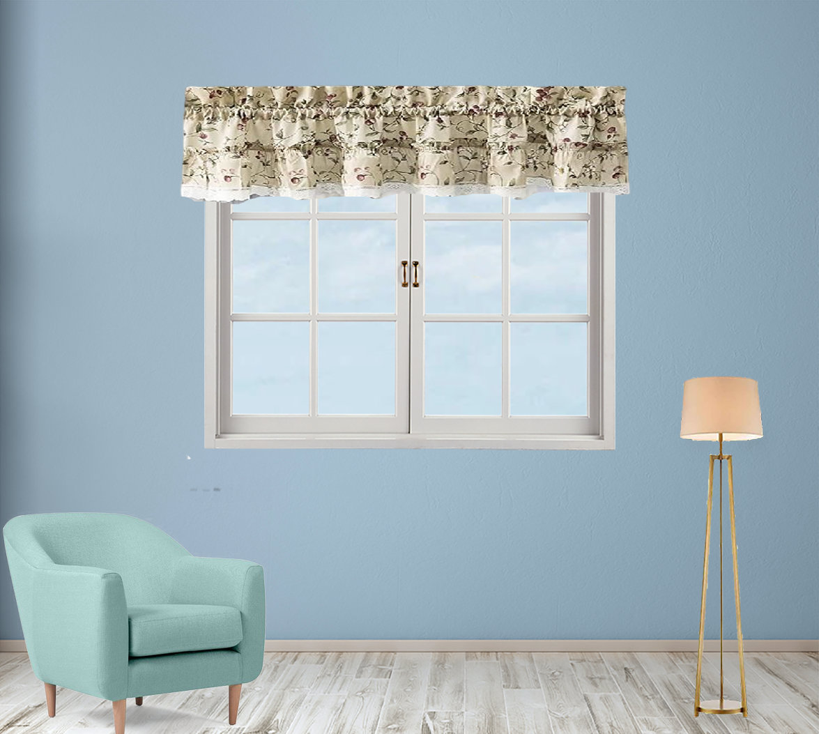 Winston Porter Fauina Floral Cotton Blend Scalloped 52'' Window Valance