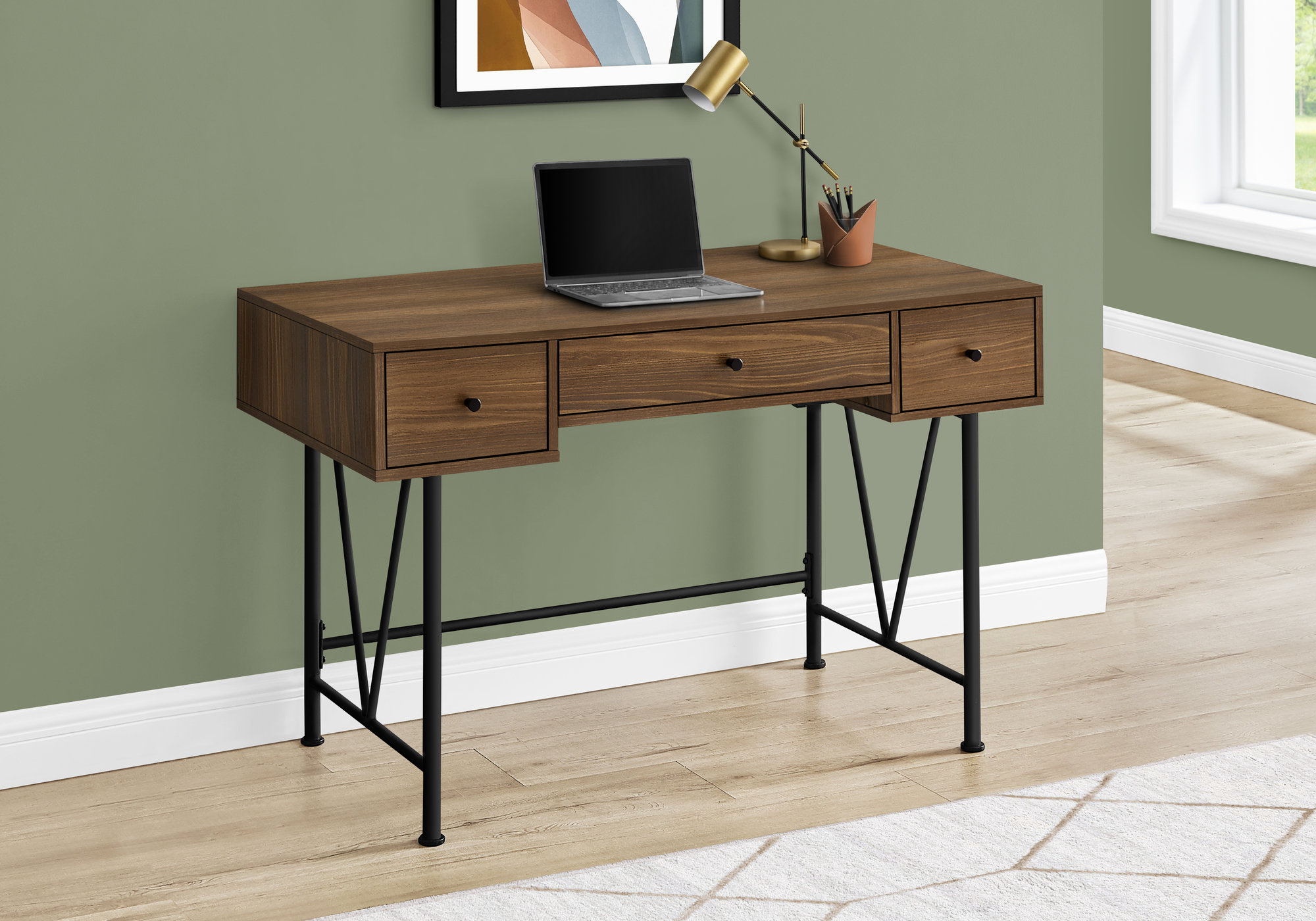 Inbox Zero Computer Desk, Home Office, Laptop, Storage Drawers, 48"L ...