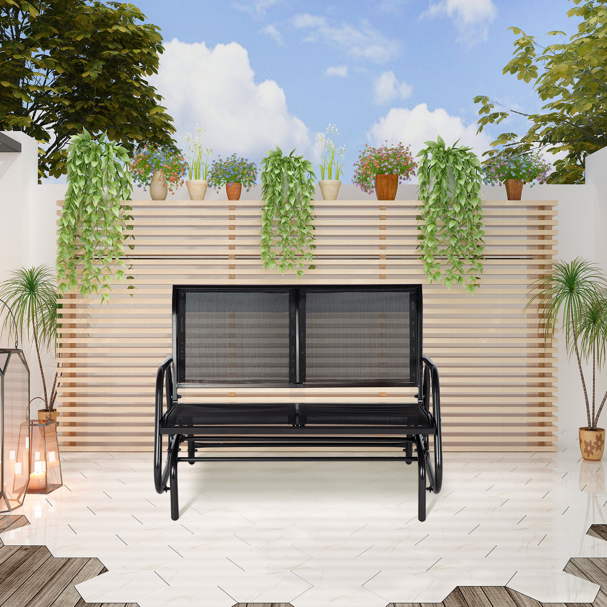 Red Barrel Studio® Outdoor Gliding Metal Bench Wayfair