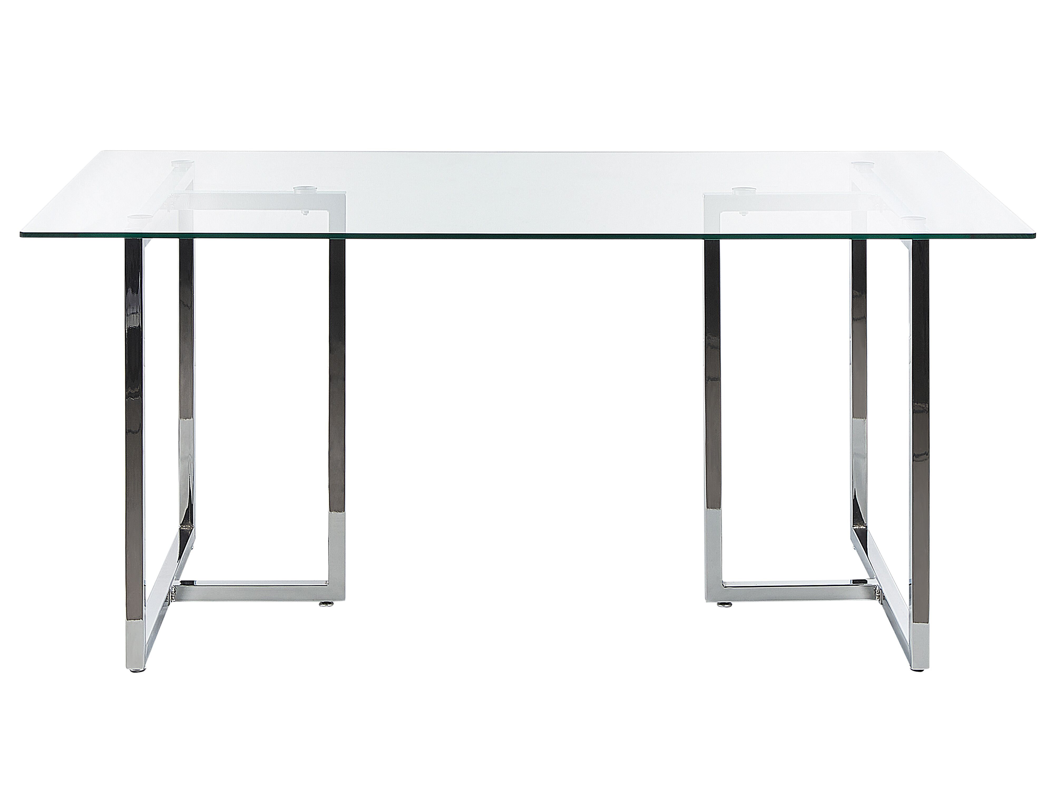 Ivy Bronx Glass Top Dining Table 160 X 90 Cm Silver ENVIA Wayfair.co.uk
