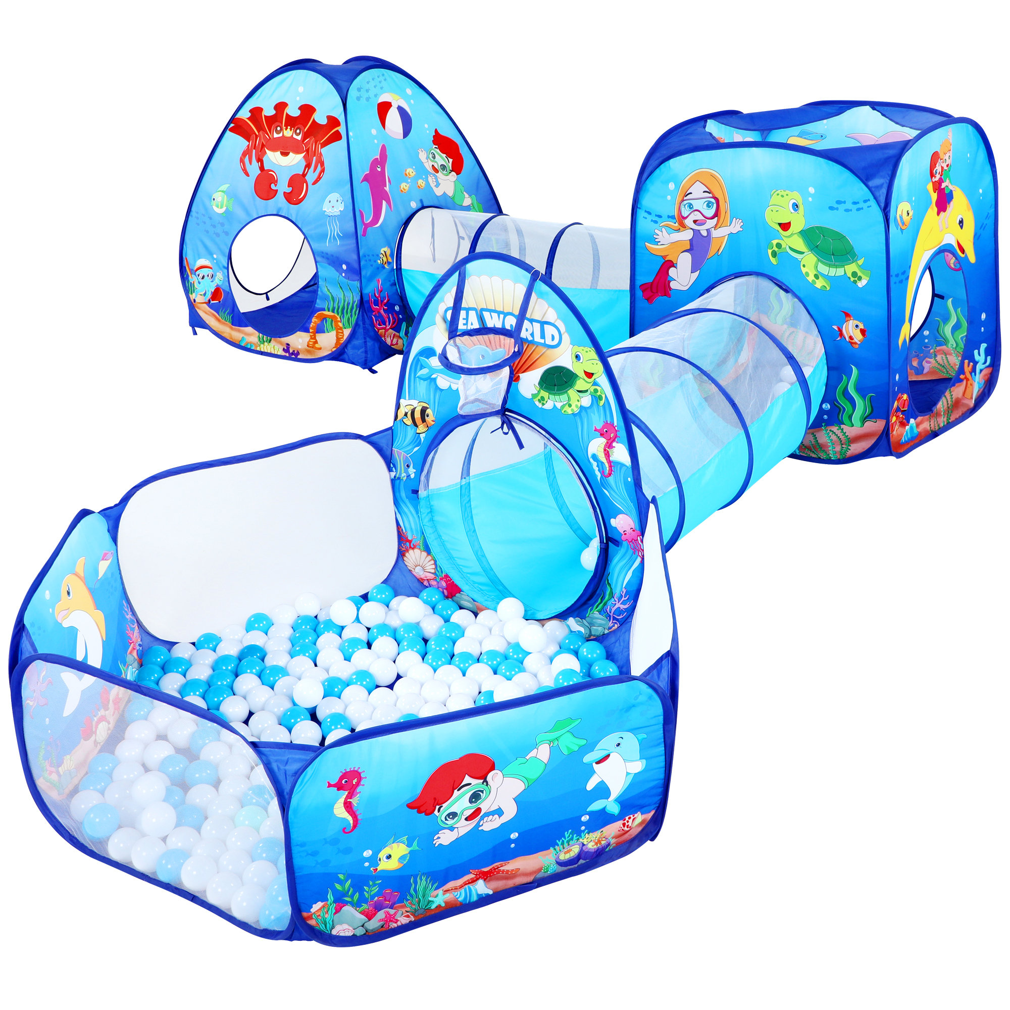 SISTICKER 110' x 115' Indoor Polyester PopUp Play Tunnel with Carrying