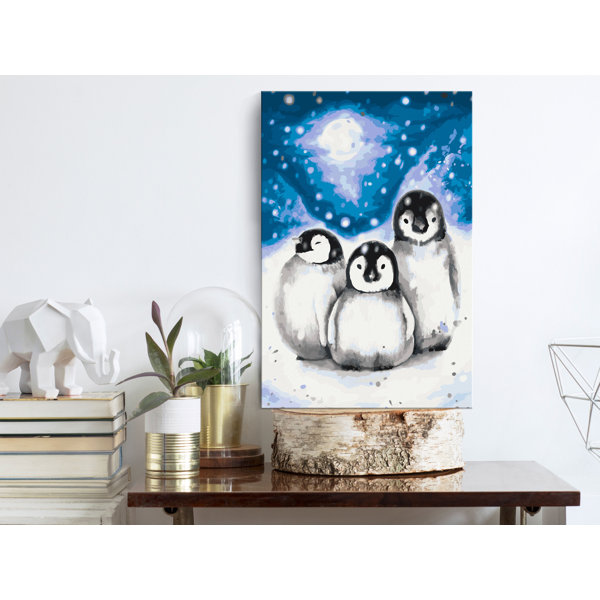 House of Hampton DIY Canvas Painting - Three Penguins | Wayfair.co.uk