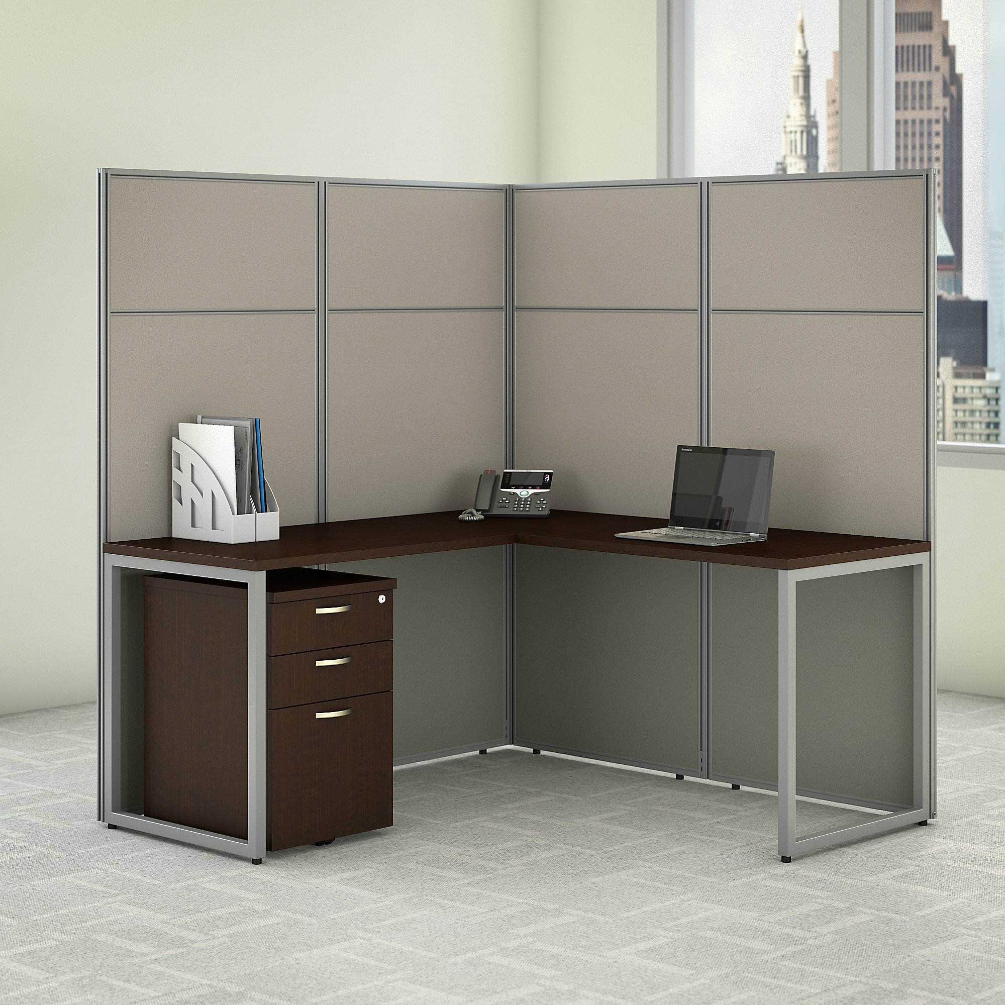 Bush Business Furniture Easy Office L-Shaped Desk Cubicle & Reviews |  Wayfair