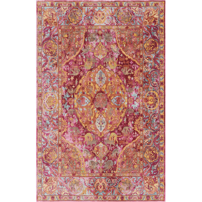 Bungalow Rose Glasser Performance Red/Yellow Rug & Reviews | Wayfair