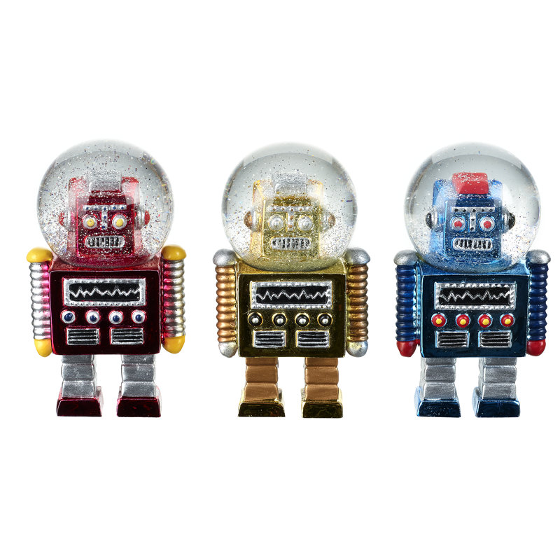 The Seasonal Aisle Robot Snow Globes Set | Wayfair.co.uk