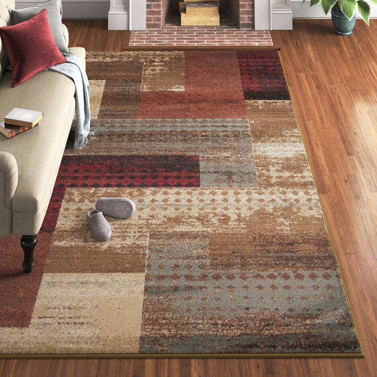Brown Living Room Carpet Border Design Area Rug Easy Care Stylish Home Floor Mat 