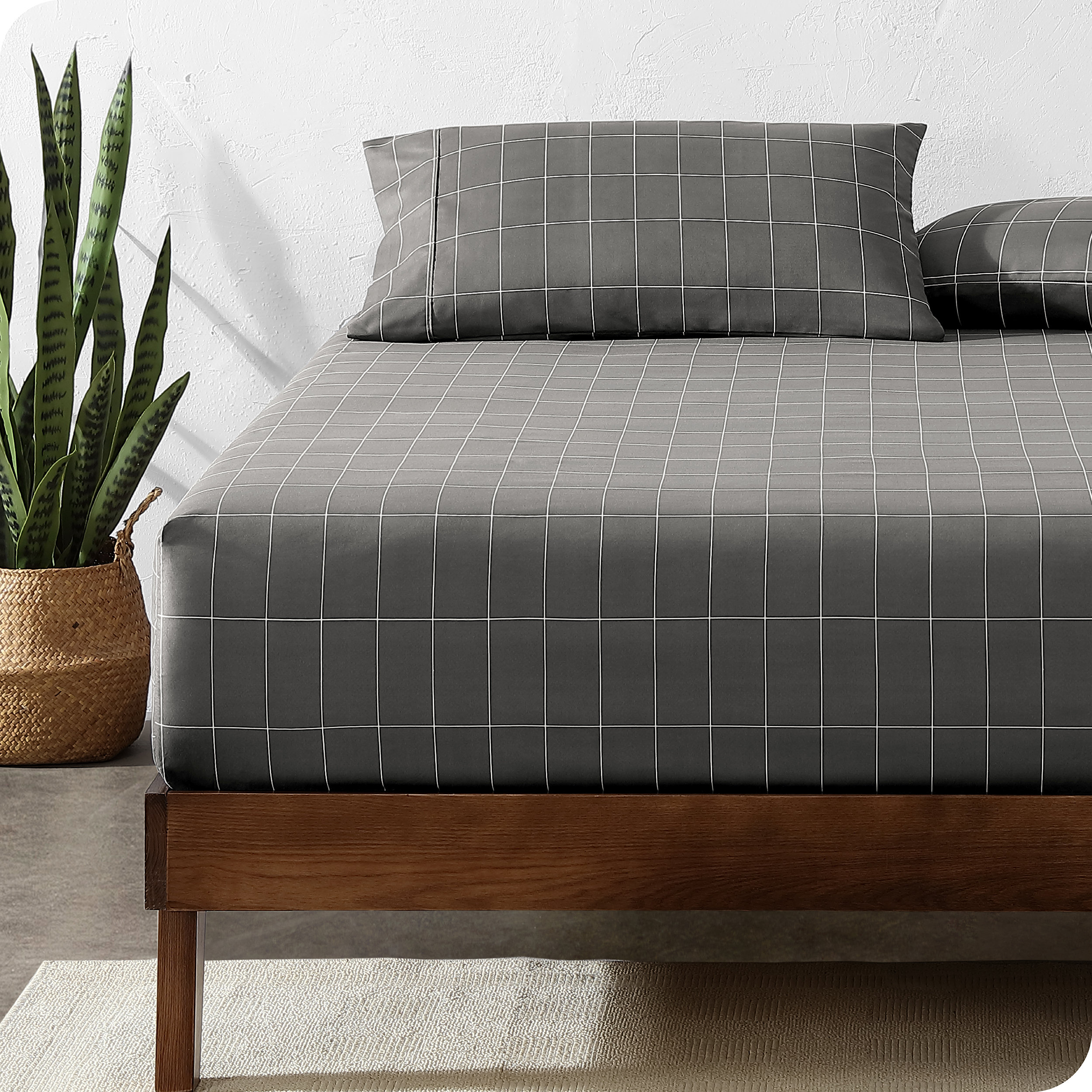 Bare Home Grid Microfiber Fitted Sheet Wayfair
