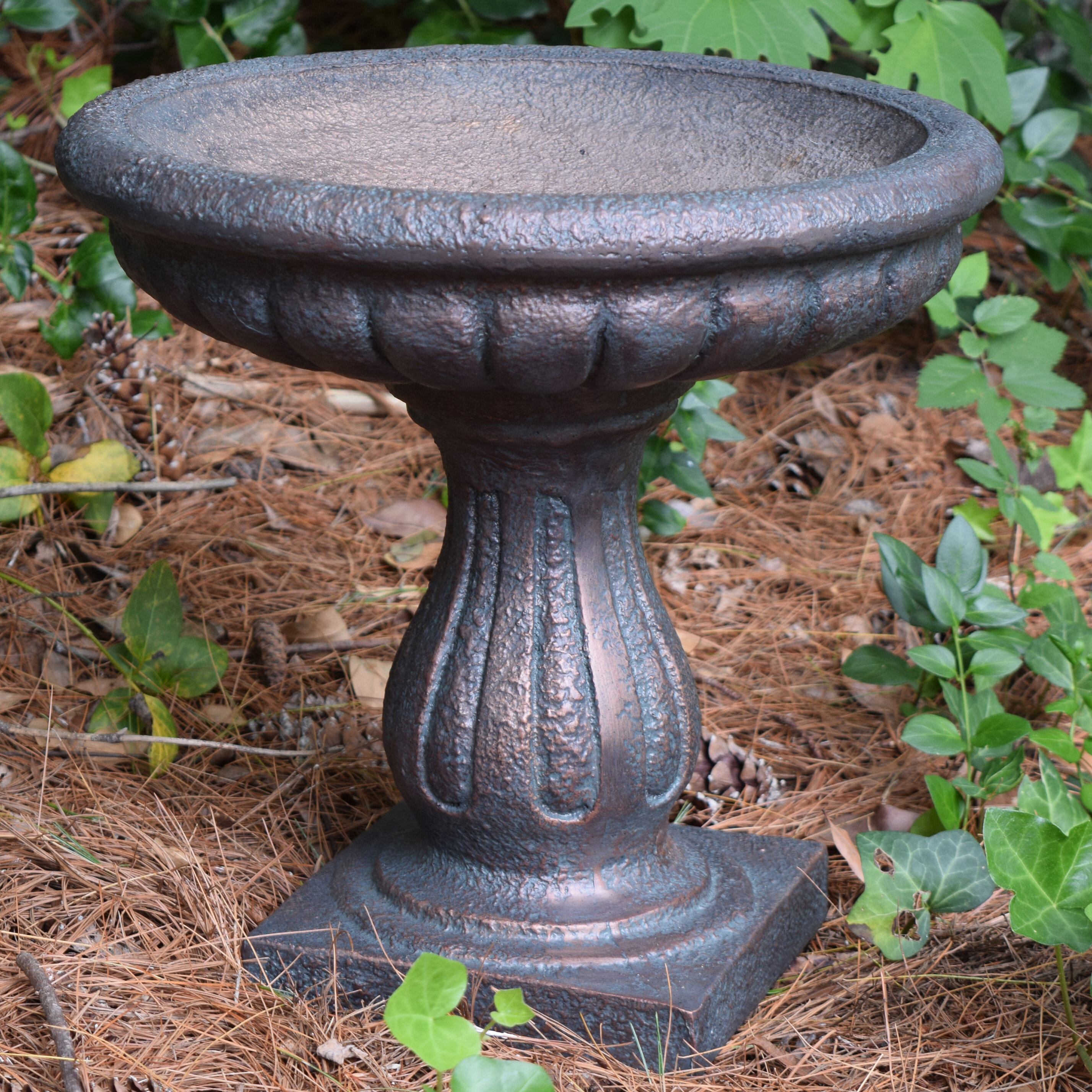 Bird Bath Pedestal Water Bowl Traditional Outdoor Garden Ornament New 