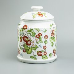 1.2 L Airtight Lid Porcelain Kitchen Storage Jar w/ Strawberry Floral Pattern 