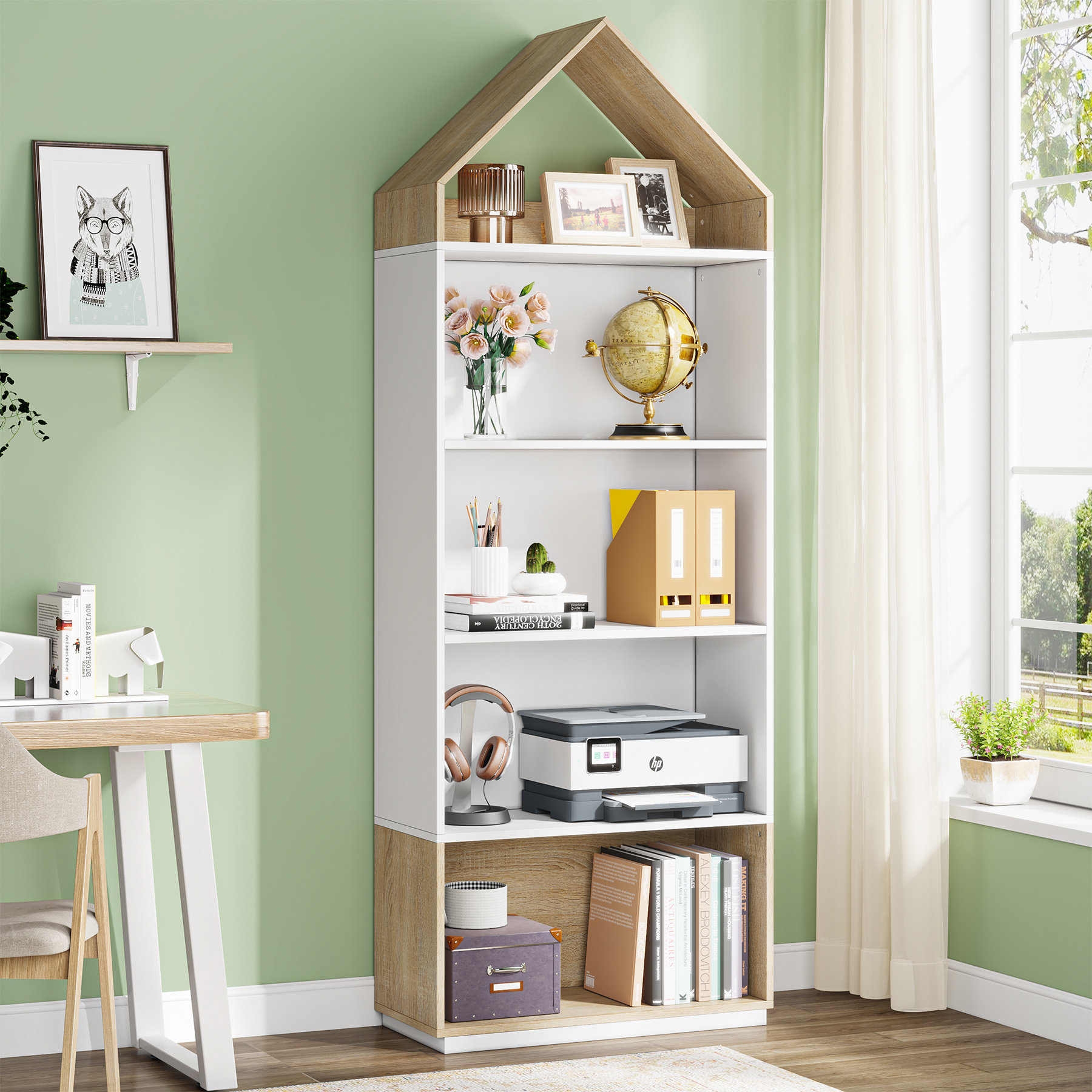 Ebern Designs Tall Narrow White Bookcase For Small Spaces Wayfair