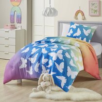 Comforter Set Full Size Casual Rainbow Hearts Multicolor Machine Washable 