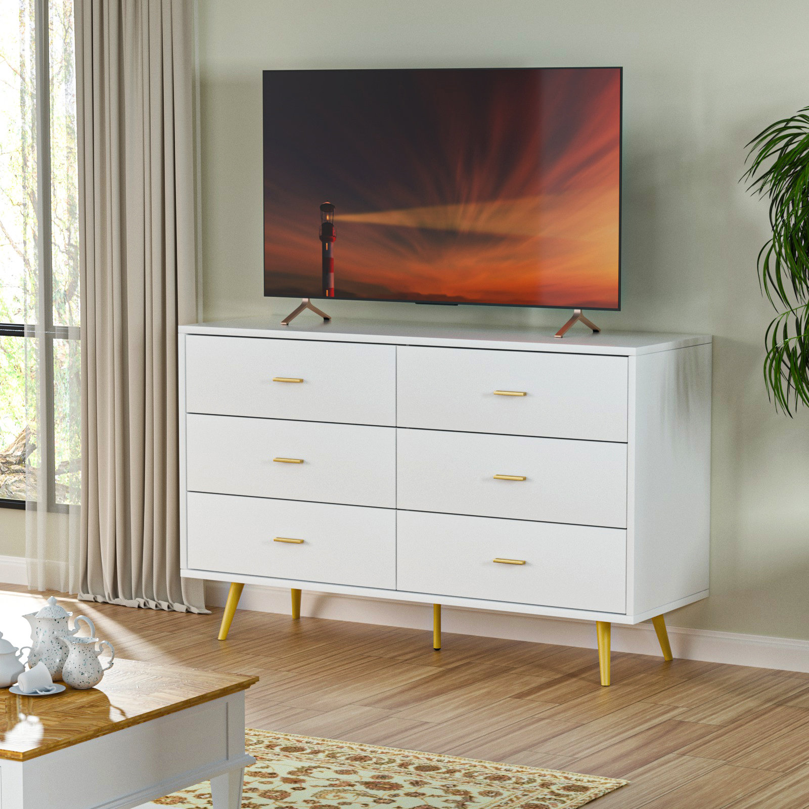 Mercer41 Kamily 6 Drawer 47.25" W Double Dresser & Reviews Wayfair