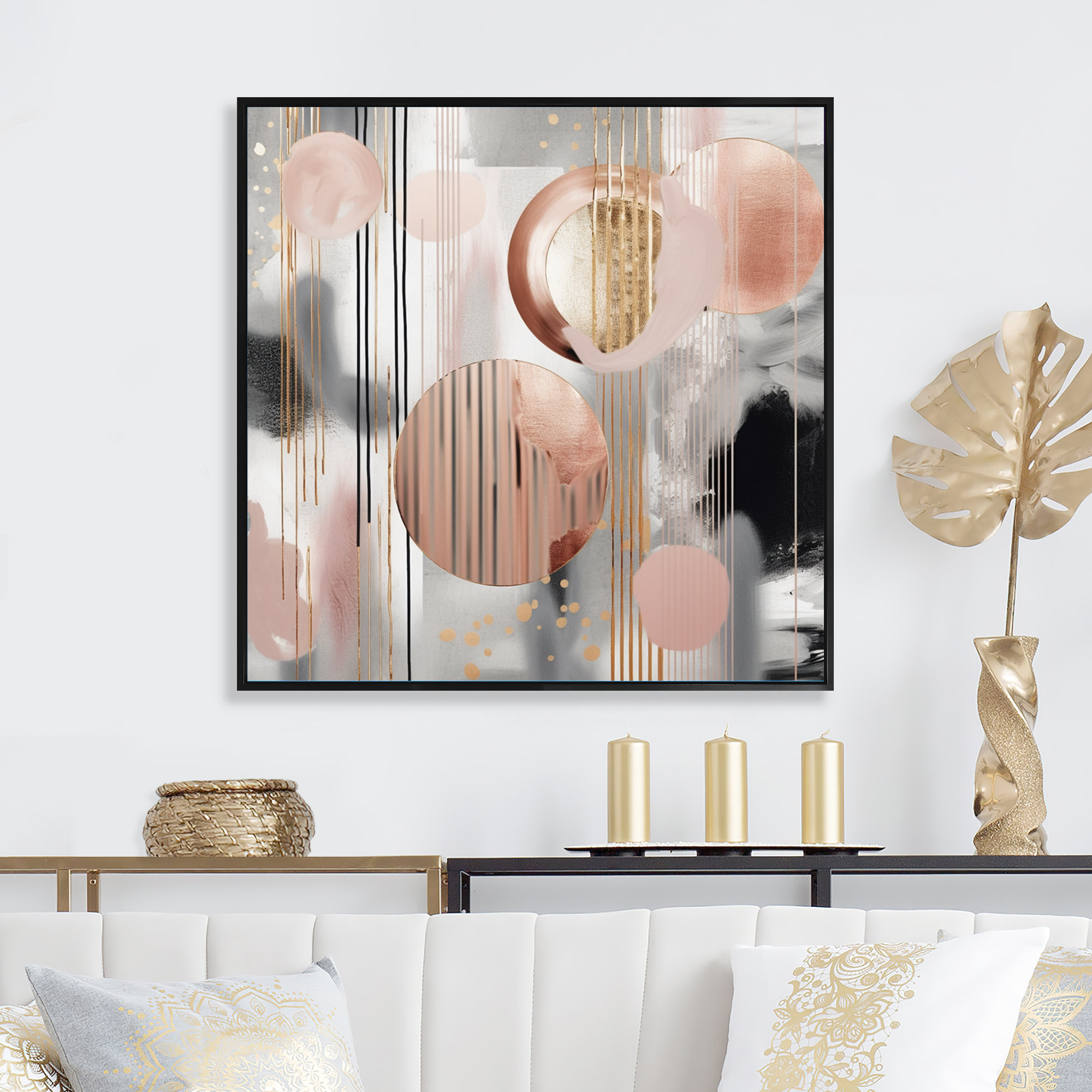 Mercer41 Pink Stripes And Lines Modern Art II Modern Shapes