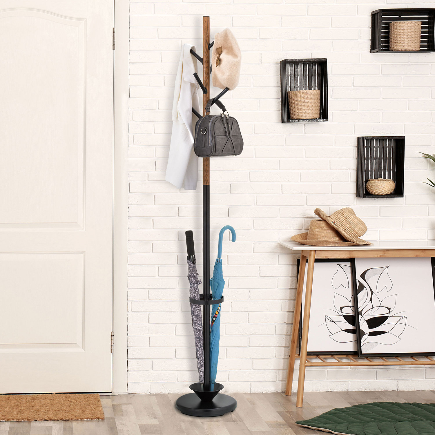 Latitude Run® Iron Freestanding Hook Umbrella Stand & Reviews Wayfair