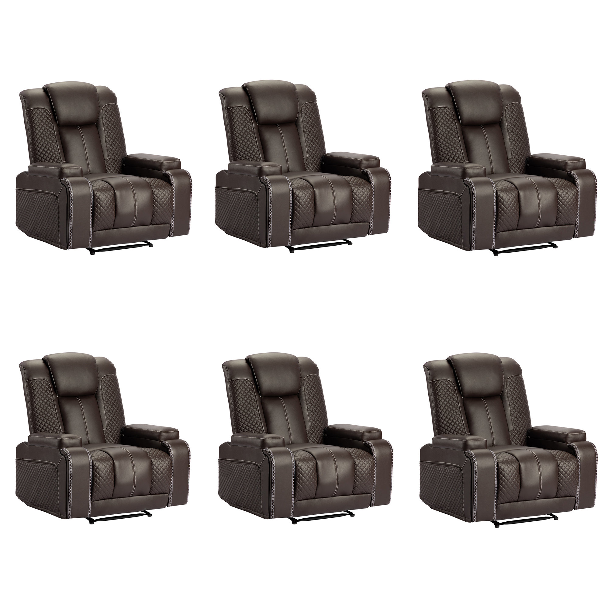 WYIDA 37'' Wide Faux Leather Heated Massage Home Theater Individual