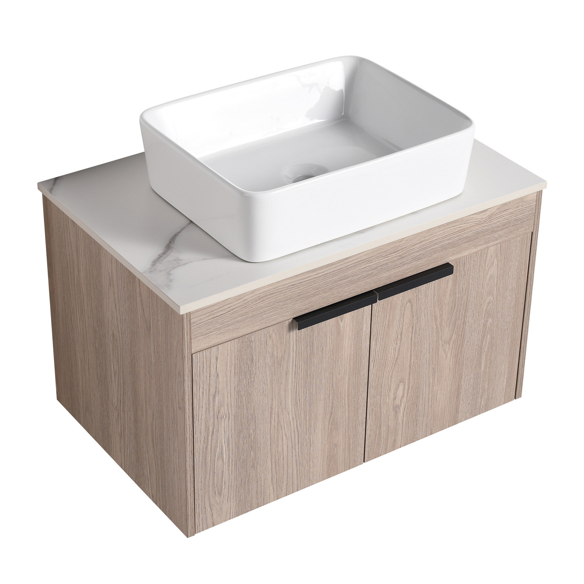 Ebern Designs 30" Float Bathroom Vanity with Rectangular Ceramic Basin