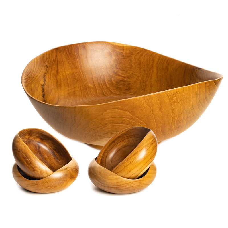 Millwood Pines Alaisia Teak Wood Serving Bowl Wayfair