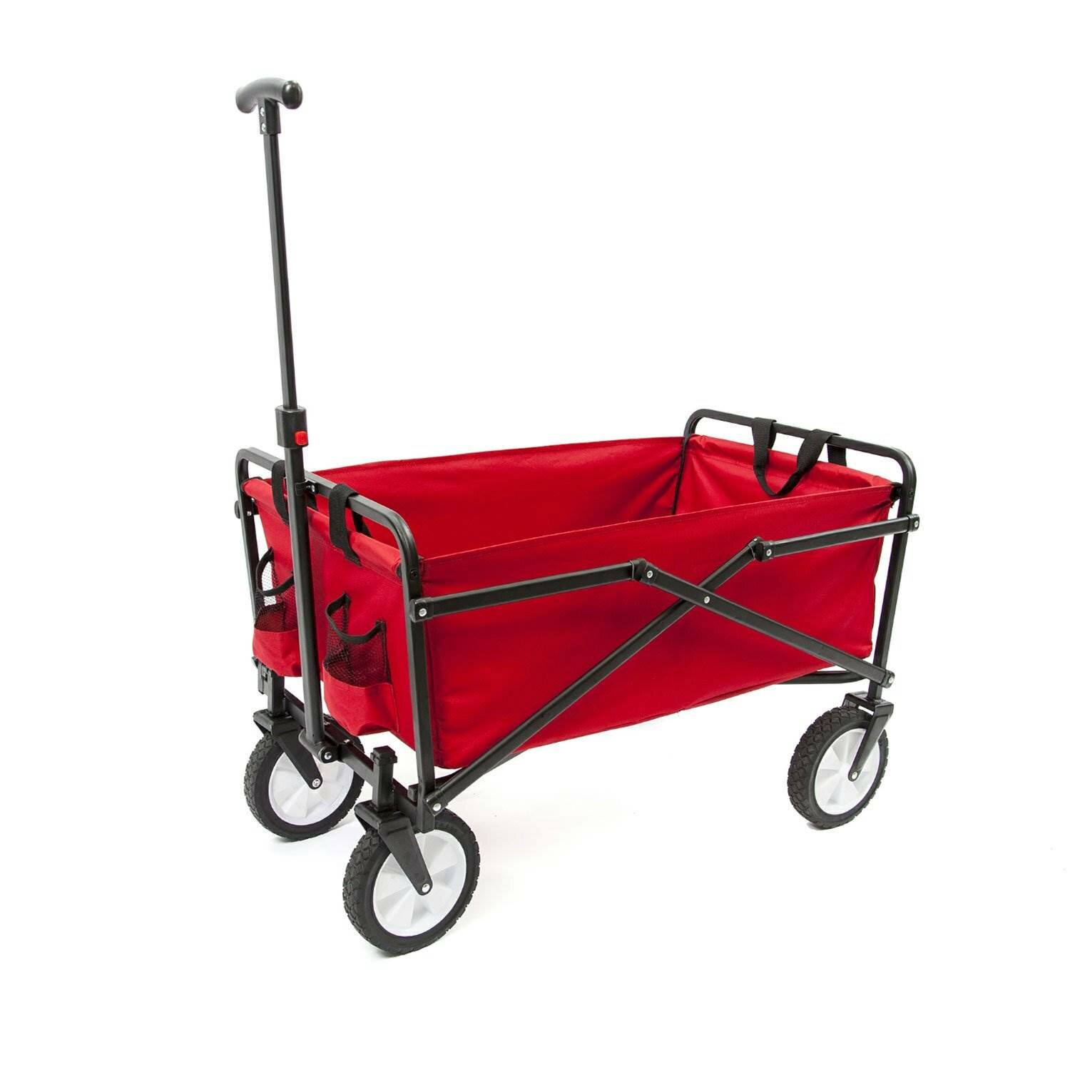 Folding Wagon Collapsible Garden Utility Cart Telescoping Handle Red Portable 