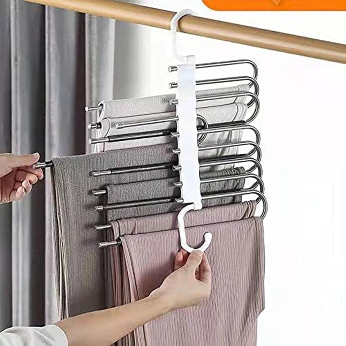 Multi-function Trousers Hanger Stainless Steel Clothes Storage for Pants Jeans 