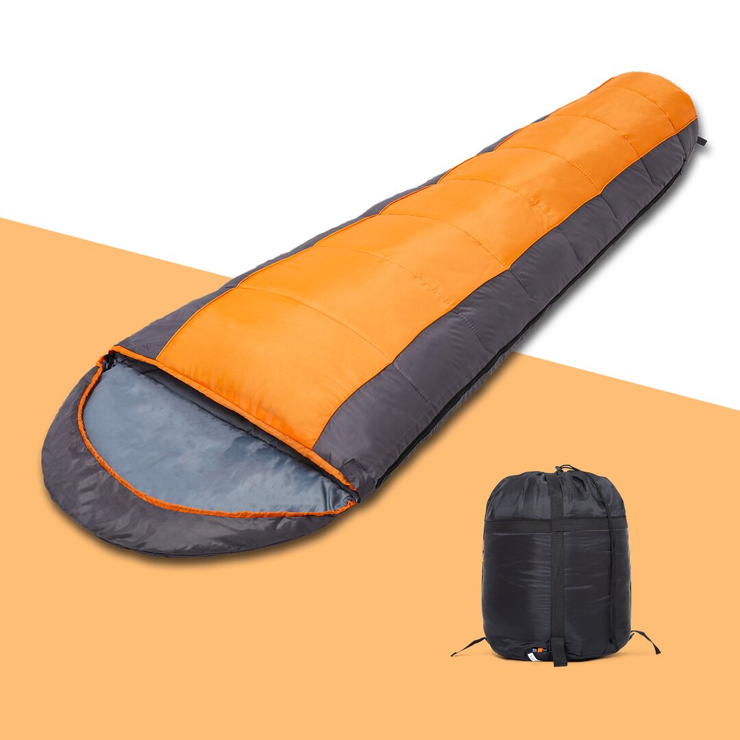 4 Season Sleeping Bag Waterproof Camping Hiking Travel Mummy Single Envelope Zip orange
