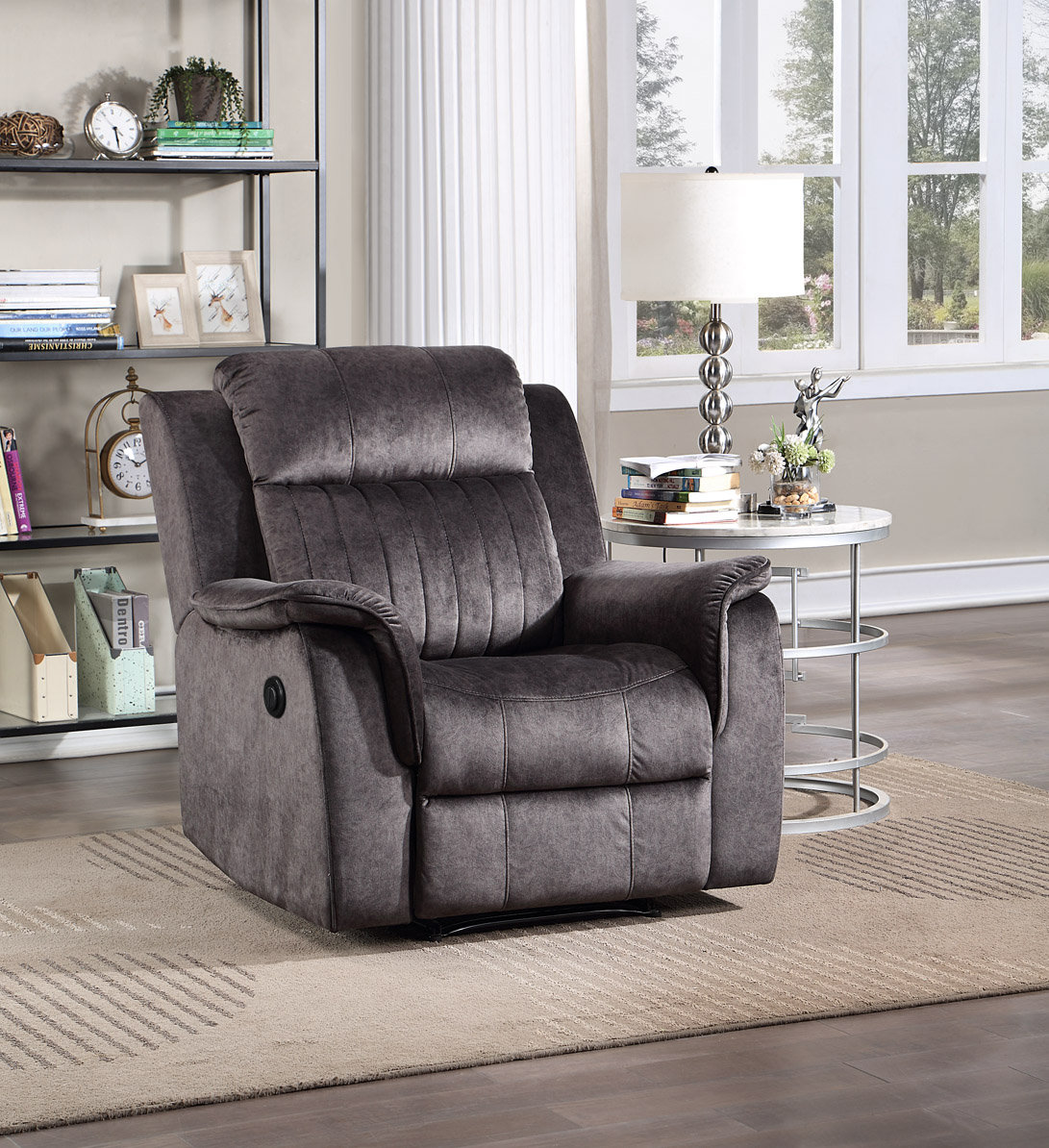Greenfield Upholstered Power Recliner Chair Dove Grey