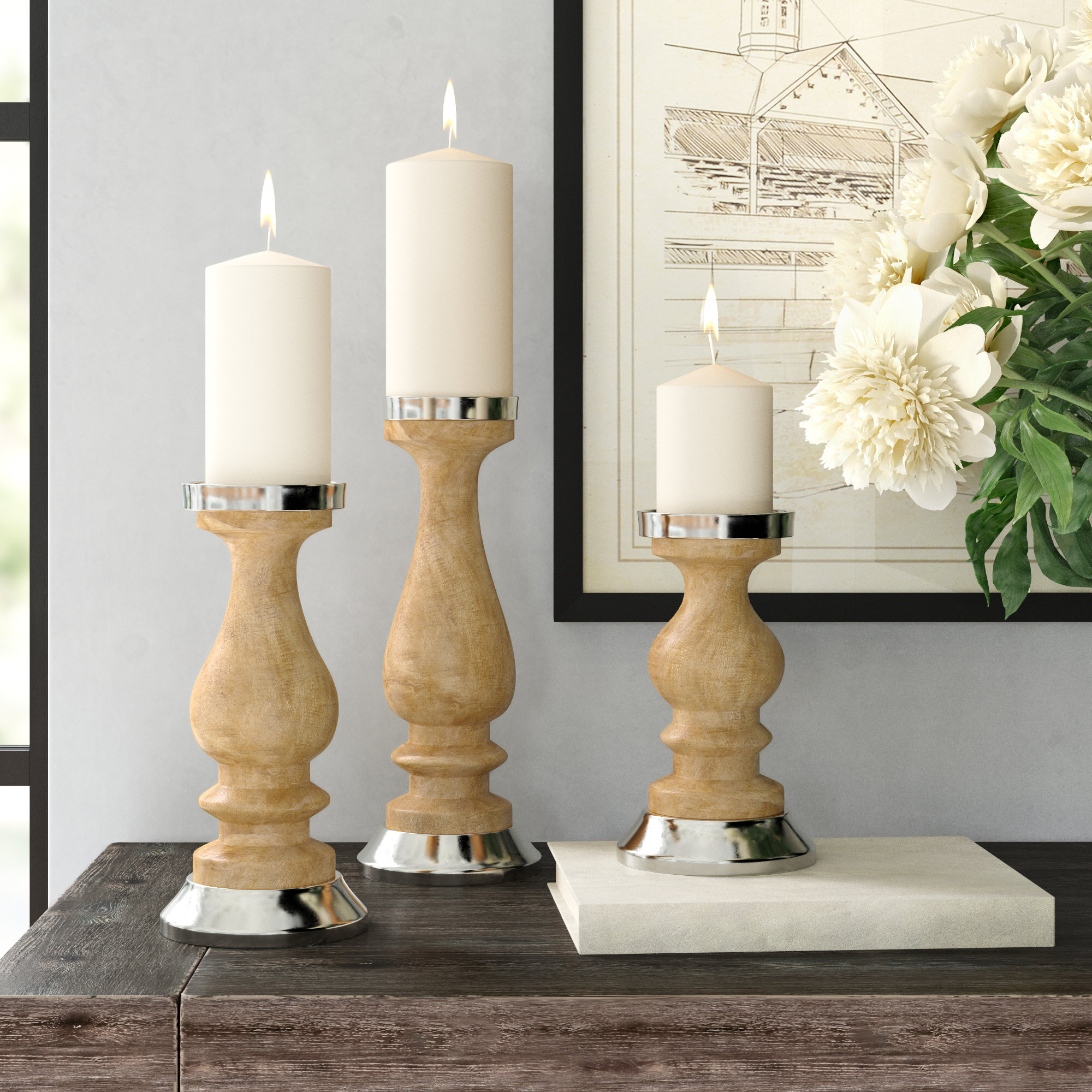 Novogratz Cole And Grey Traditional Wood Candle Holder Wayfair