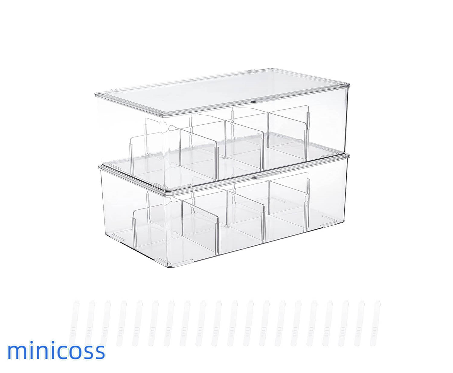 MINICOSS Clear Plastic Storage Bins With Lid, Large Cable Organizer Box
