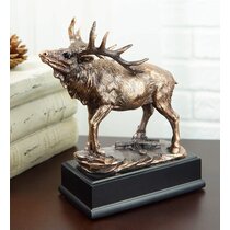 Bull Moose 7.5" Figurine Desktop Statue Animal Wildlife Deer Elk Resin Rustic 