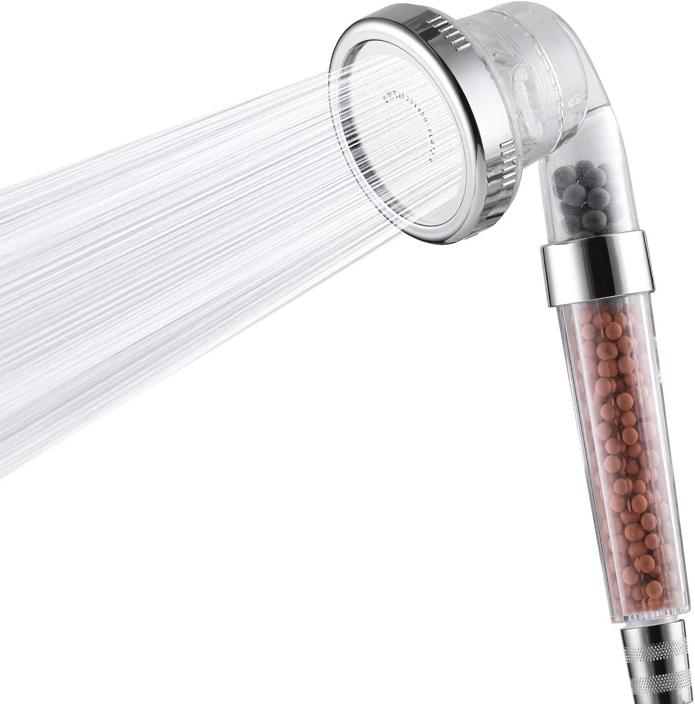 High Pressure Mineral Stream Shower Head Handheld with ON/Off Switch Triple Filtration & Water Saving for Dry Skin & Hair 