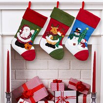 2 LOT GOLD RED GREEN TRIM BAND RED CHRISTMAS STOCKING FIREPLACE MANTEL SANTA 