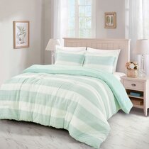 7 Pieces Aqua Brown & Beige Micro Suede Patchwork Comforter Bedding Set 