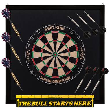 Shadow Buster Dartboard Lights & The Bull Starts Here Throw Line Marker Metropolitan Espresso Cabinet Viper by GLD Products League Sisal Dartboard 