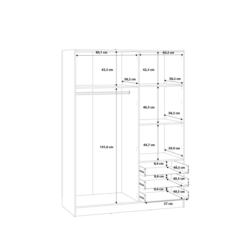 Zipcode Design Ingram 3 Door Manufactured Wood Wardrobe & Reviews ...