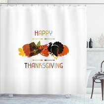 Details about   Cartoon Design Happy Thanksgiving Turkey Shower Curtain Set Bathroom Decor 180cm 