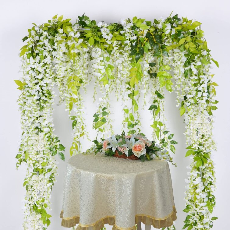 Artificial Flowers Silk Wisteria Garland Vine Wedding Arch Floral Decor White 