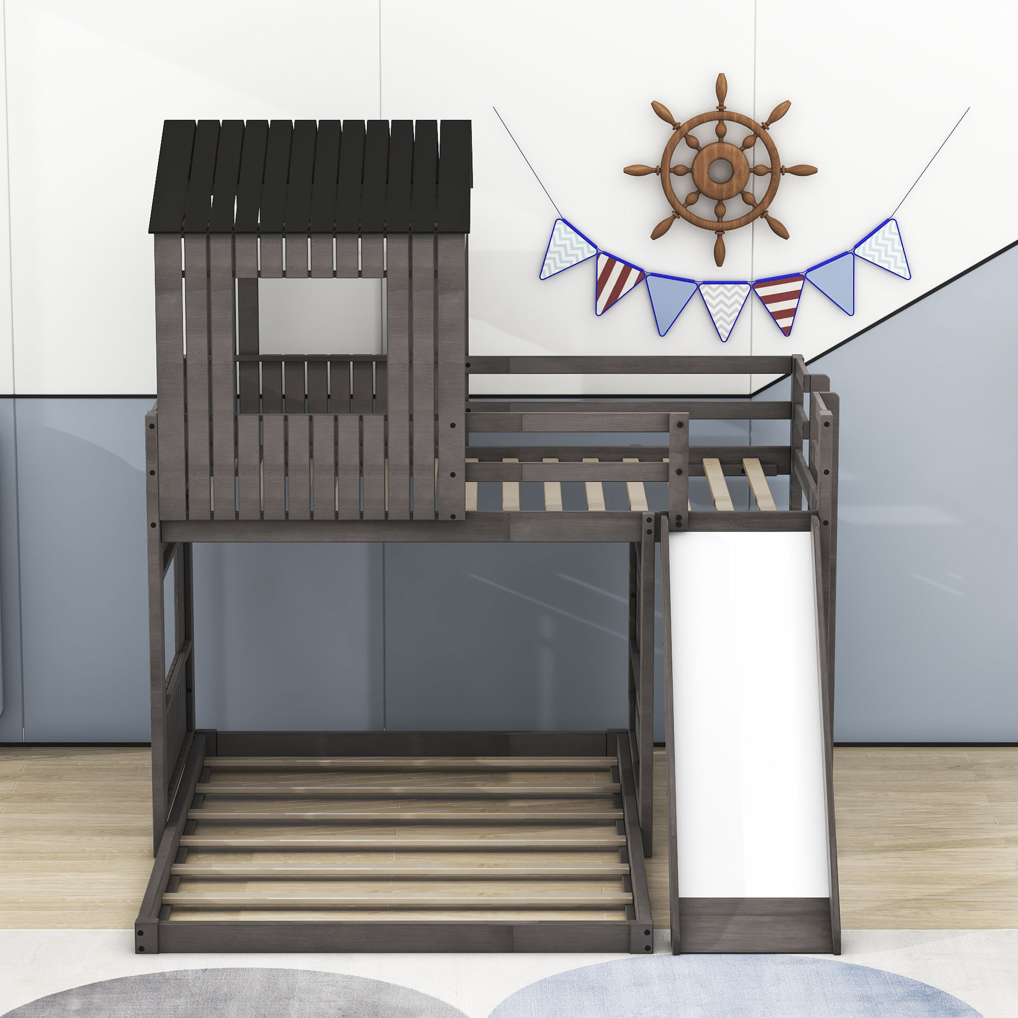 Harper Orchard Oksana Twin Over Full LShaped Bunk Beds by Harper