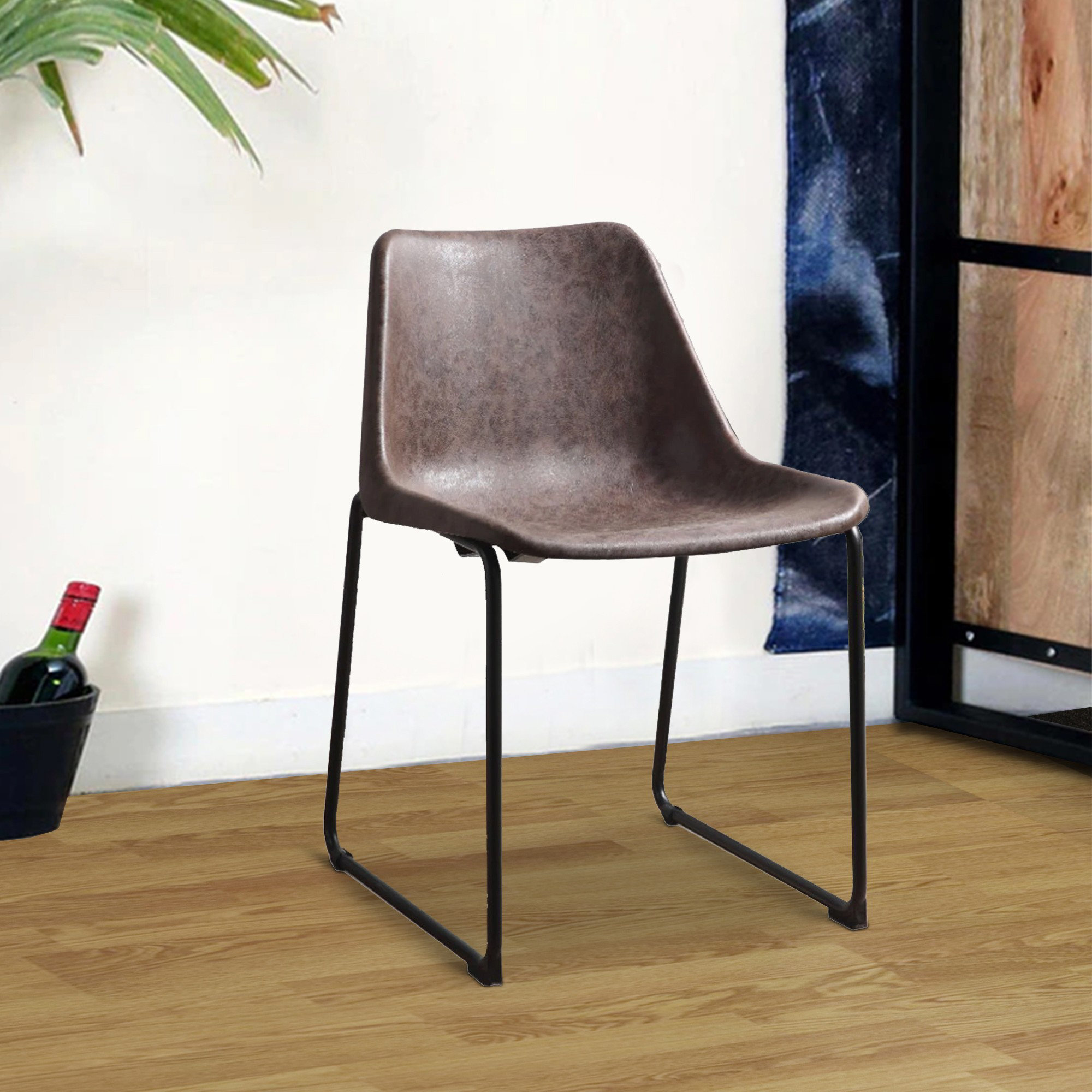 Williston Forge Branscum Leather Metal Side Chair & Reviews | Wayfair