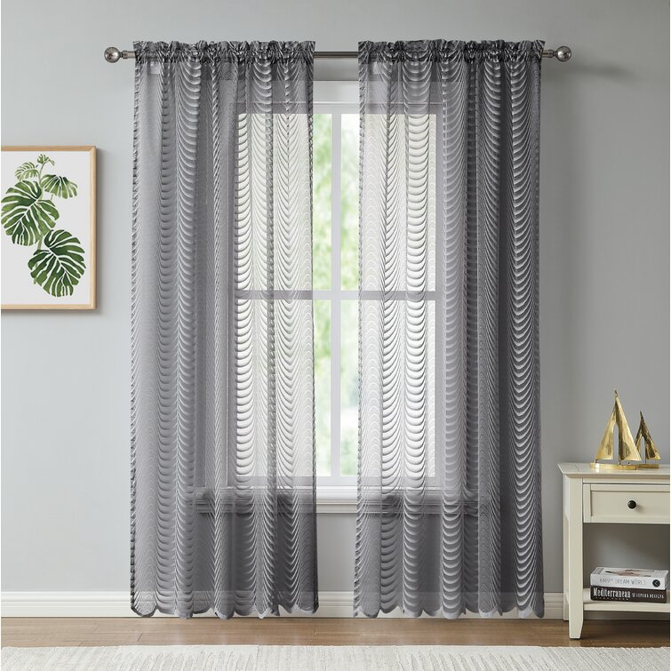 2 Panels Window Drapes Home Fashion Lace Sheer Long Curtain For Living Room Home 