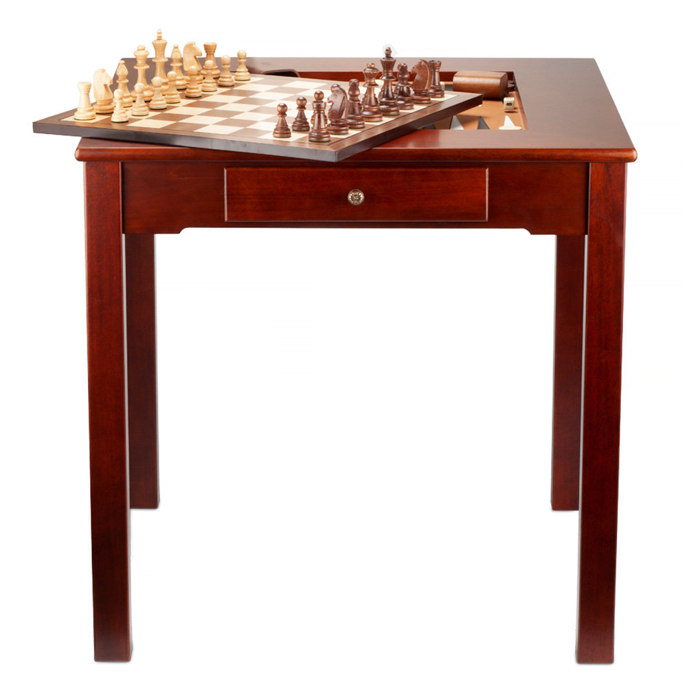 GSE Games & Sports Expert Premium Solid Wood 4-in-1 Chess Checkers ...