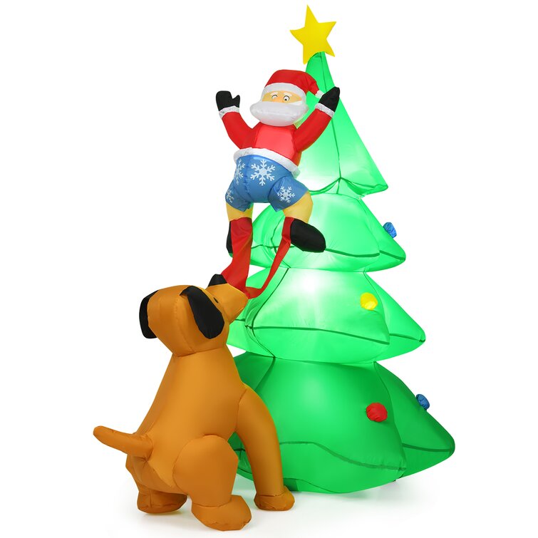 The Holiday Aisle®  Christmas Inflatable Tree Santa Decor W/led Lights  Outdoor Yard Decoration | Wayfair